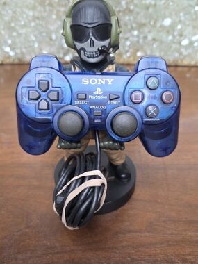 PlayStation 2 PS2 OEM Translucent Blue Dual Shock Controller SCPH-10010 Tested